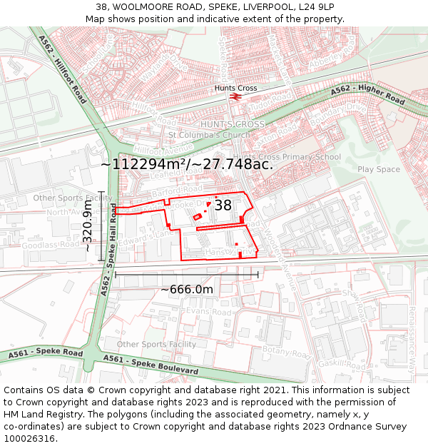 38, WOOLMOORE ROAD, SPEKE, LIVERPOOL, L24 9LP: Plot and title map