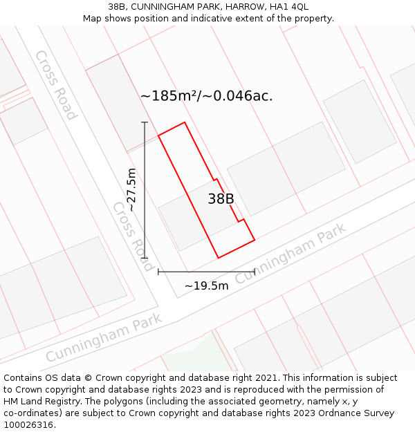 38B, CUNNINGHAM PARK, HARROW, HA1 4QL: Plot and title map