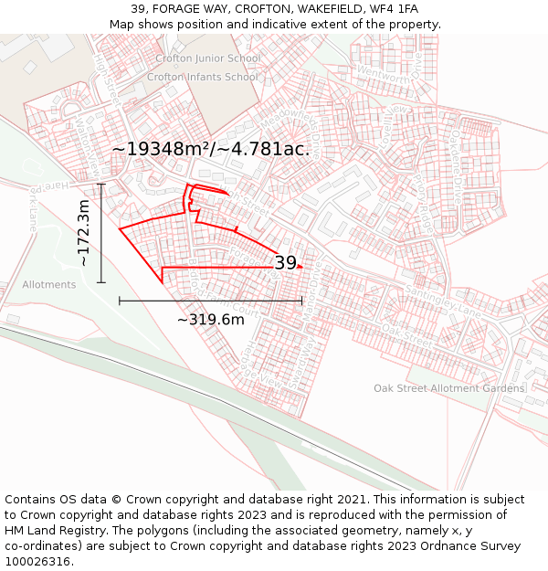 39, FORAGE WAY, CROFTON, WAKEFIELD, WF4 1FA: Plot and title map