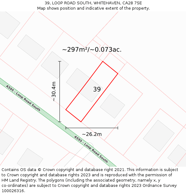 39, LOOP ROAD SOUTH, WHITEHAVEN, CA28 7SE: Plot and title map