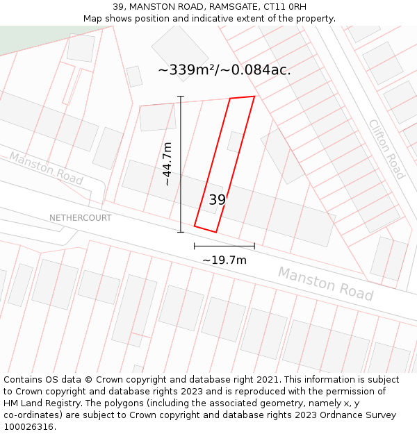39, MANSTON ROAD, RAMSGATE, CT11 0RH: Plot and title map