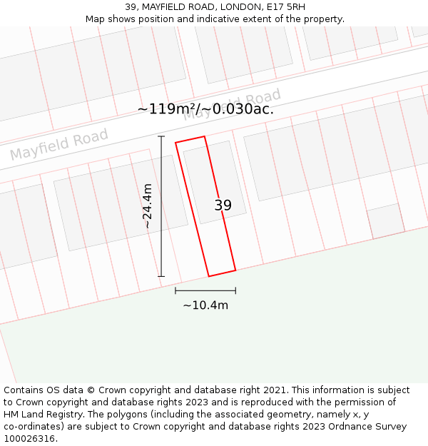 39, MAYFIELD ROAD, LONDON, E17 5RH: Plot and title map