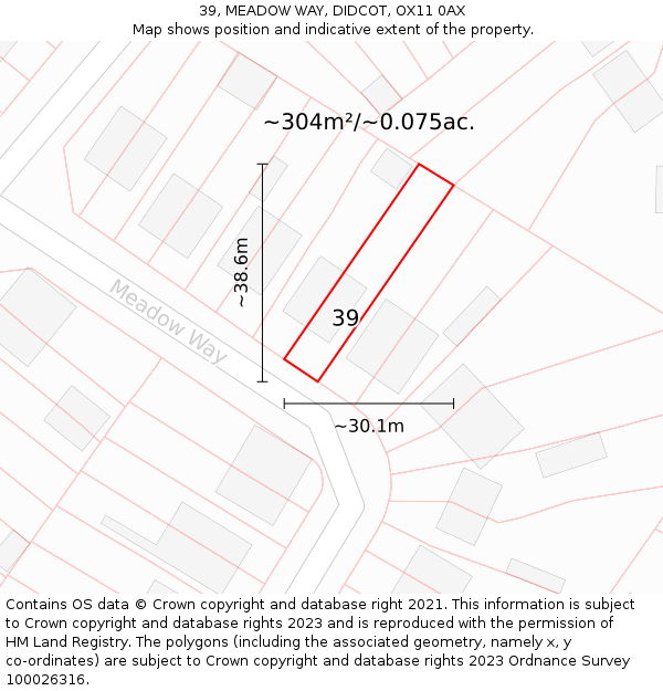 39, MEADOW WAY, DIDCOT, OX11 0AX: Plot and title map