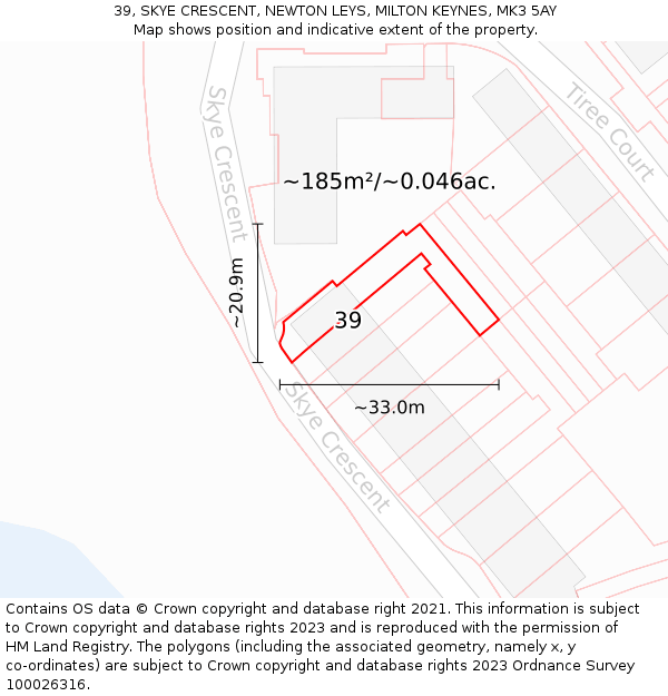 39, SKYE CRESCENT, NEWTON LEYS, MILTON KEYNES, MK3 5AY: Plot and title map