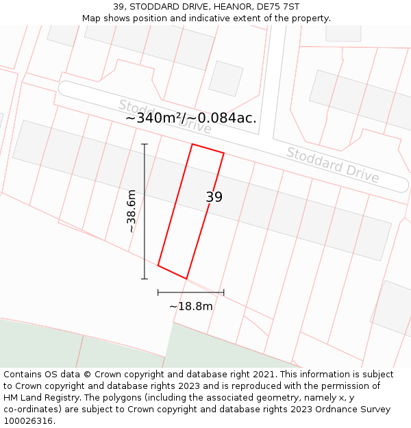 39, STODDARD DRIVE, HEANOR, DE75 7ST: Plot and title map