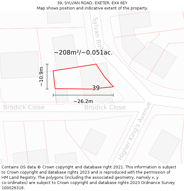 39, SYLVAN ROAD, EXETER, EX4 6EY: Plot and title map