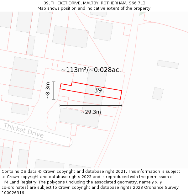 39, THICKET DRIVE, MALTBY, ROTHERHAM, S66 7LB: Plot and title map