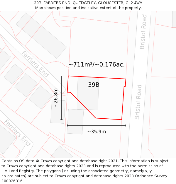 39B, FARRIERS END, QUEDGELEY, GLOUCESTER, GL2 4WA: Plot and title map