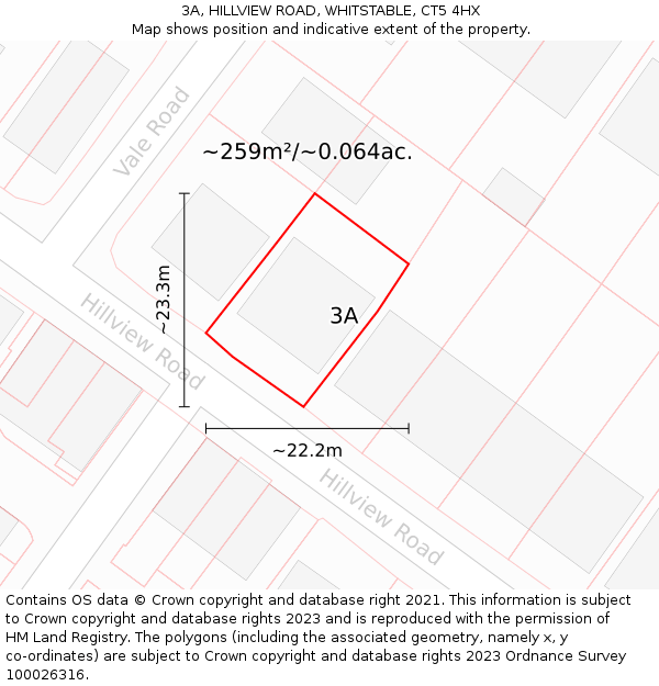 3A, HILLVIEW ROAD, WHITSTABLE, CT5 4HX: Plot and title map
