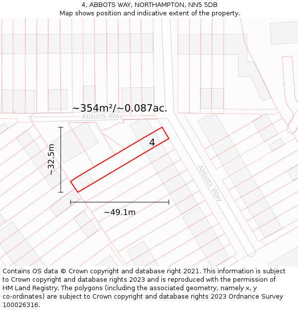 4, ABBOTS WAY, NORTHAMPTON, NN5 5DB: Plot and title map