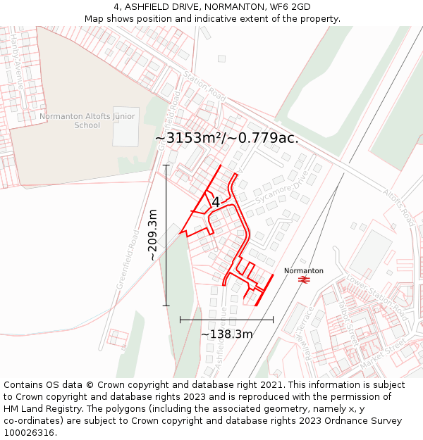4, ASHFIELD DRIVE, NORMANTON, WF6 2GD: Plot and title map