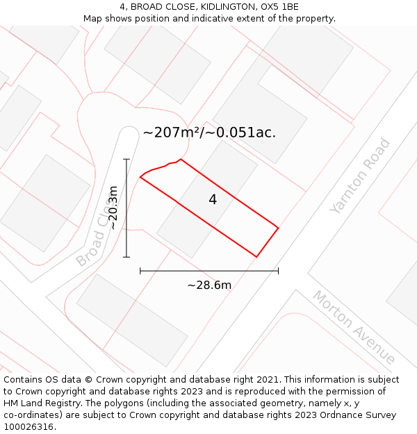 4, BROAD CLOSE, KIDLINGTON, OX5 1BE: Plot and title map
