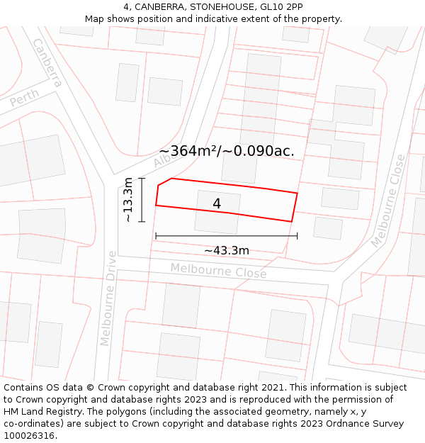 4, CANBERRA, STONEHOUSE, GL10 2PP: Plot and title map