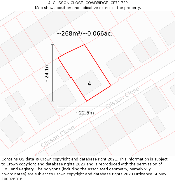 4, CLISSON CLOSE, COWBRIDGE, CF71 7FP: Plot and title map