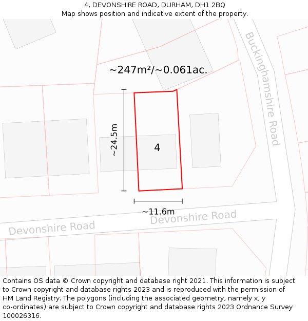 4, DEVONSHIRE ROAD, DURHAM, DH1 2BQ: Plot and title map
