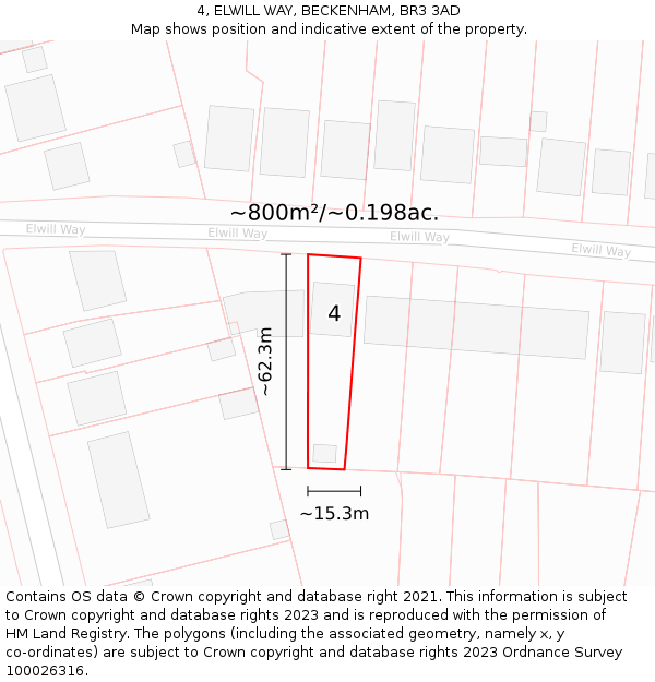 4, ELWILL WAY, BECKENHAM, BR3 3AD: Plot and title map