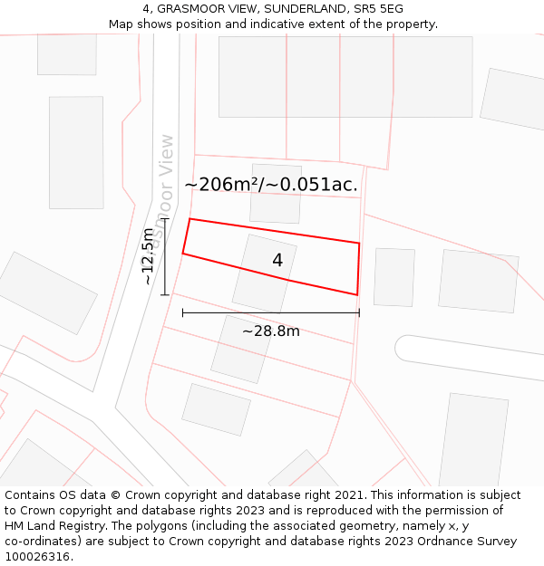 4, GRASMOOR VIEW, SUNDERLAND, SR5 5EG: Plot and title map