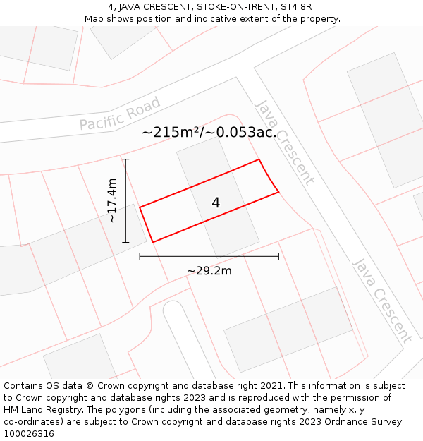 4, JAVA CRESCENT, STOKE-ON-TRENT, ST4 8RT: Plot and title map