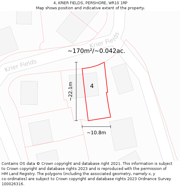 4, KRIER FIELDS, PERSHORE, WR10 1RP: Plot and title map