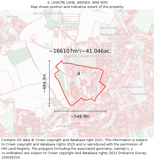 4, LINACRE LANE, WIDNES, WA8 9DN: Plot and title map