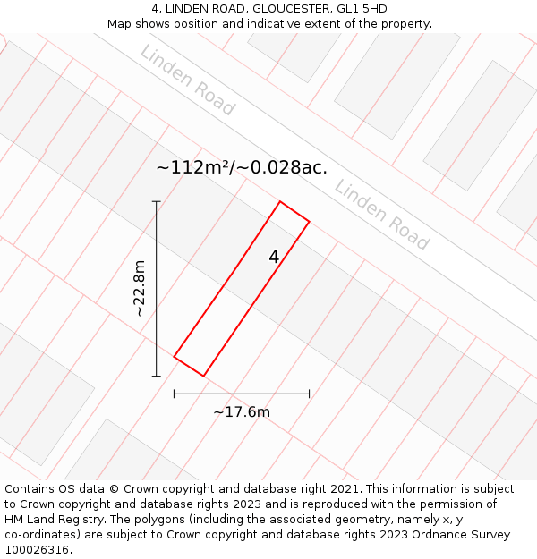 4, LINDEN ROAD, GLOUCESTER, GL1 5HD: Plot and title map