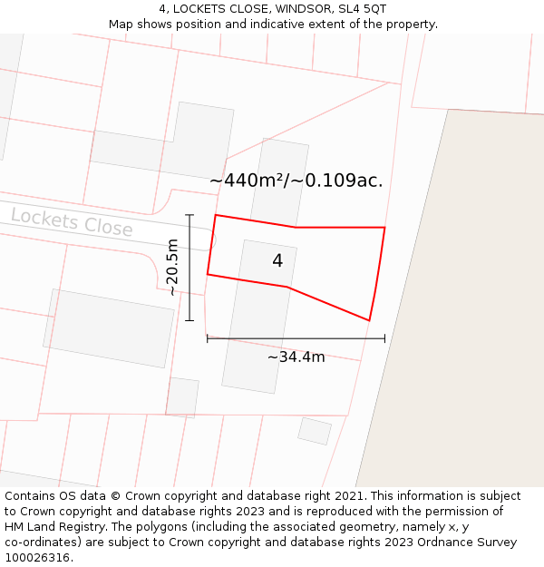 4, LOCKETS CLOSE, WINDSOR, SL4 5QT: Plot and title map