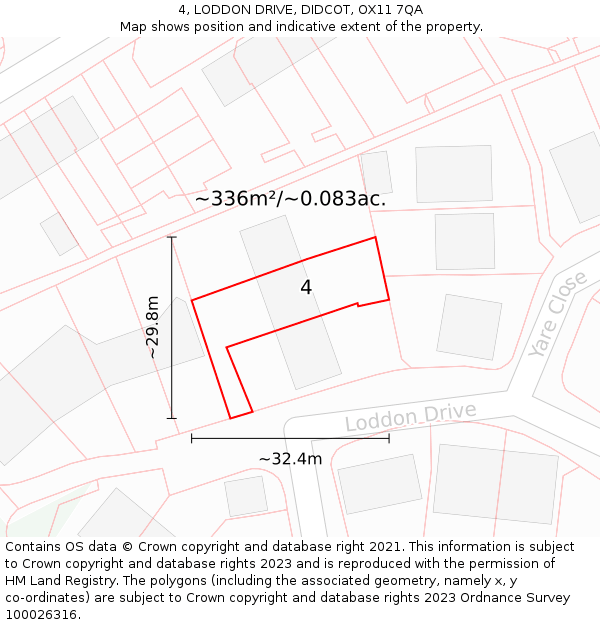 4, LODDON DRIVE, DIDCOT, OX11 7QA: Plot and title map