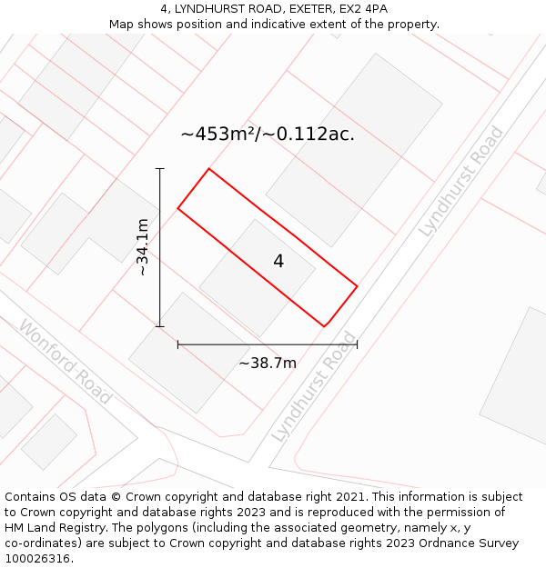 4, LYNDHURST ROAD, EXETER, EX2 4PA: Plot and title map