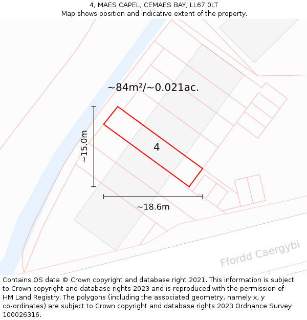 4, MAES CAPEL, CEMAES BAY, LL67 0LT: Plot and title map
