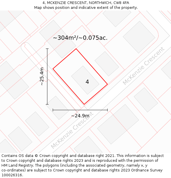 4, MCKENZIE CRESCENT, NORTHWICH, CW8 4FA: Plot and title map