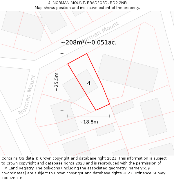 4, NORMAN MOUNT, BRADFORD, BD2 2NB: Plot and title map