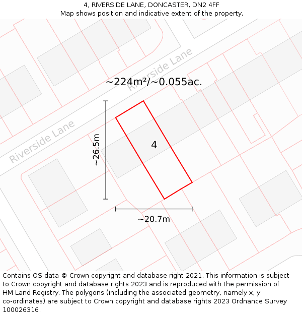 4, RIVERSIDE LANE, DONCASTER, DN2 4FF: Plot and title map