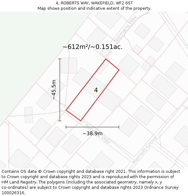4, ROBERTS WAY, WAKEFIELD, WF2 6ST: Plot and title map
