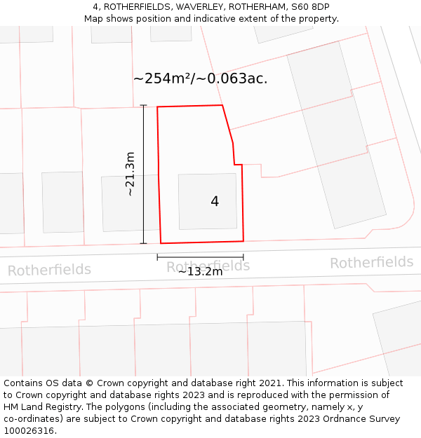4, ROTHERFIELDS, WAVERLEY, ROTHERHAM, S60 8DP: Plot and title map
