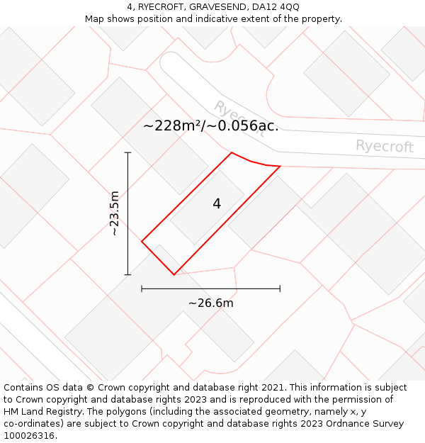 4, RYECROFT, GRAVESEND, DA12 4QQ: Plot and title map