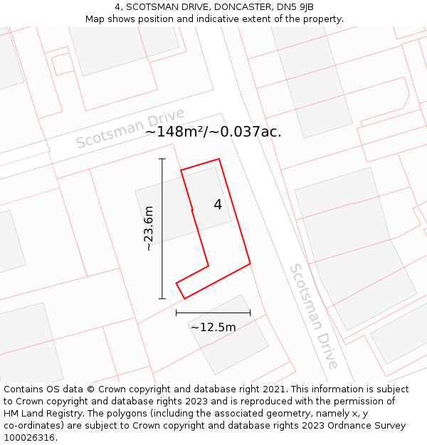 4, SCOTSMAN DRIVE, DONCASTER, DN5 9JB: Plot and title map