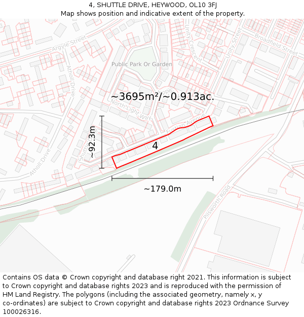 4, SHUTTLE DRIVE, HEYWOOD, OL10 3FJ: Plot and title map