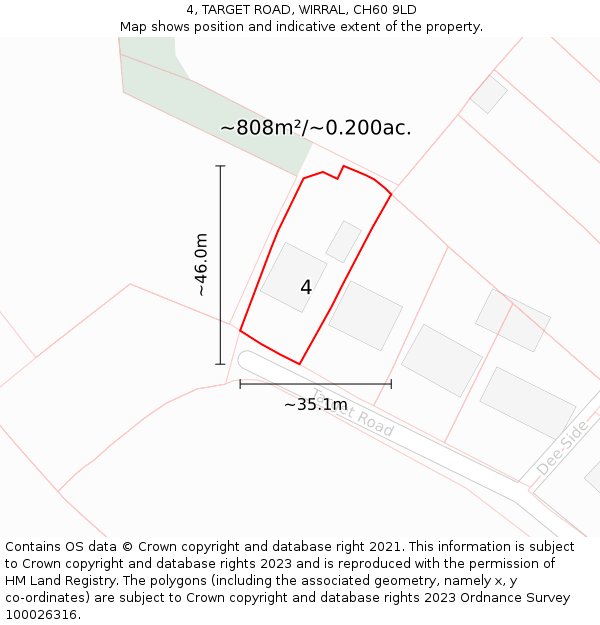 4, TARGET ROAD, WIRRAL, CH60 9LD: Plot and title map