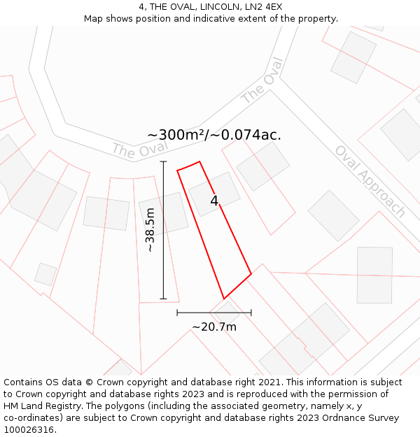 4, THE OVAL, LINCOLN, LN2 4EX: Plot and title map