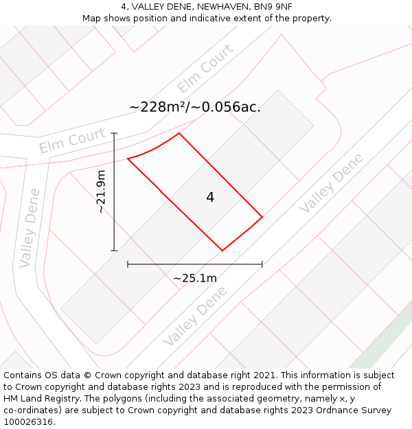 4, VALLEY DENE, NEWHAVEN, BN9 9NF: Plot and title map