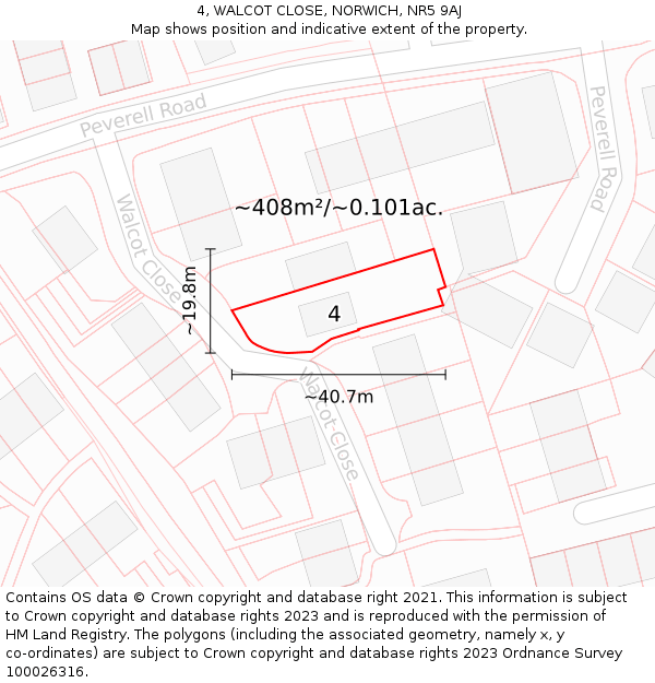 4, WALCOT CLOSE, NORWICH, NR5 9AJ: Plot and title map