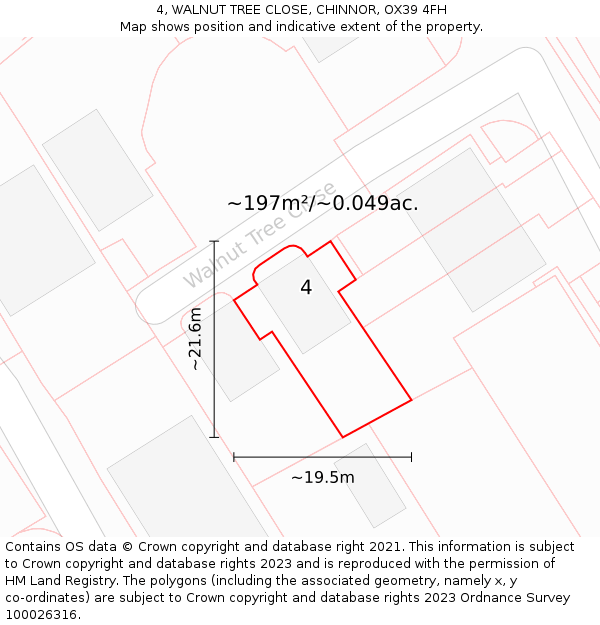 4, WALNUT TREE CLOSE, CHINNOR, OX39 4FH: Plot and title map