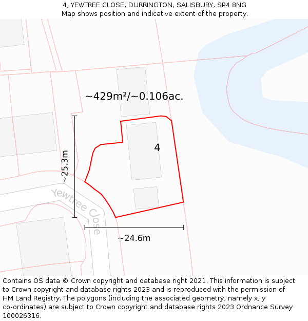 4, YEWTREE CLOSE, DURRINGTON, SALISBURY, SP4 8NG: Plot and title map
