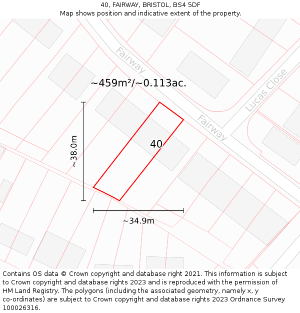 40, FAIRWAY, BRISTOL, BS4 5DF: Plot and title map