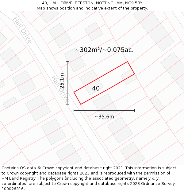 40, HALL DRIVE, BEESTON, NOTTINGHAM, NG9 5BY: Plot and title map