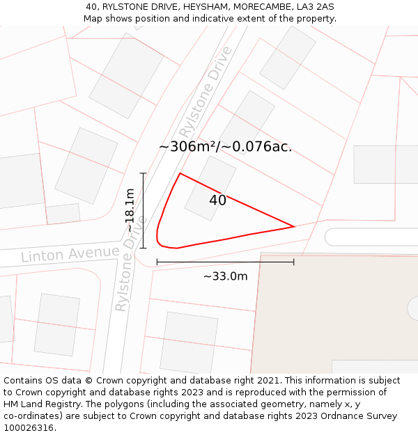 40, RYLSTONE DRIVE, HEYSHAM, MORECAMBE, LA3 2AS: Plot and title map