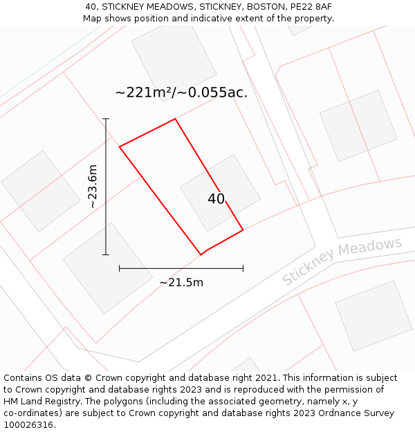 40, STICKNEY MEADOWS, STICKNEY, BOSTON, PE22 8AF: Plot and title map
