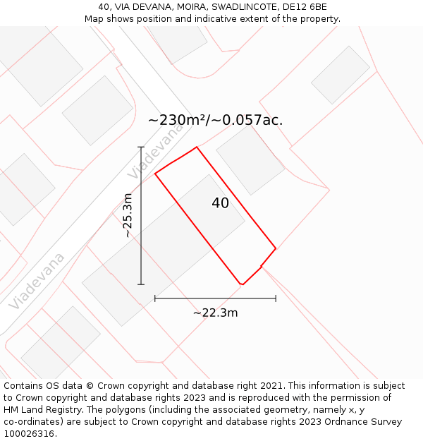 40, VIA DEVANA, MOIRA, SWADLINCOTE, DE12 6BE: Plot and title map