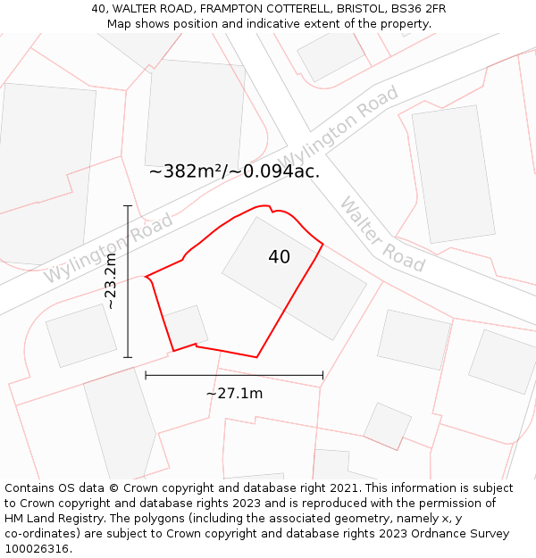 40, WALTER ROAD, FRAMPTON COTTERELL, BRISTOL, BS36 2FR: Plot and title map