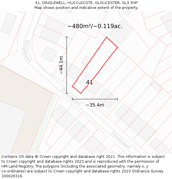 41, DINGLEWELL, HUCCLECOTE, GLOUCESTER, GL3 3HP: Plot and title map